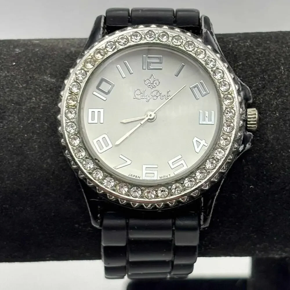 Black & Silver Lily Pink Men's Watch